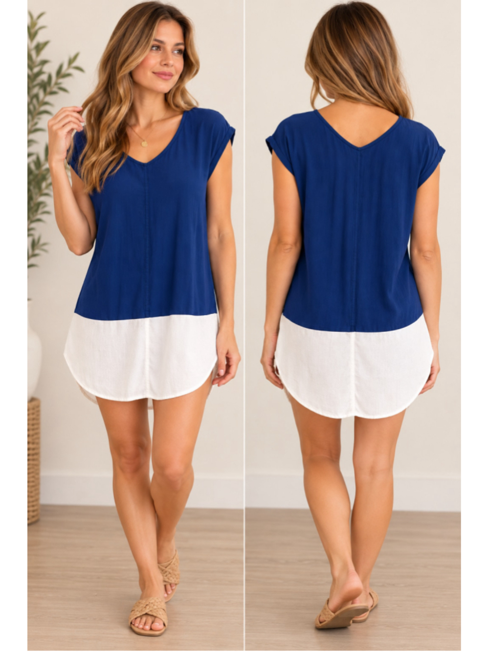 Madewell Vista Colorblock Shift Dress Navy White Cap Sleeve Lined XS